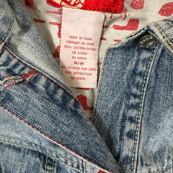 Vintage Y2K Ecko Red Denim Jacket – Cropped Fitted Style Size M - Picture 3 of 8
